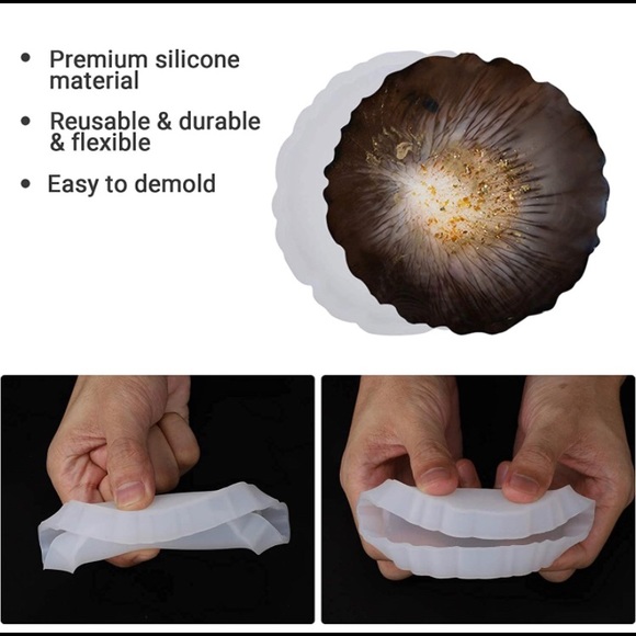 Resin Tray & Coaster Mold, Silicone Epoxy Tray/Coaster Mold • Large size - Picture 11 of 13